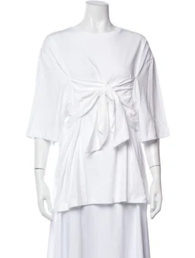 Pre-owned Tibi Crew Neck Short Sleeve Top In White