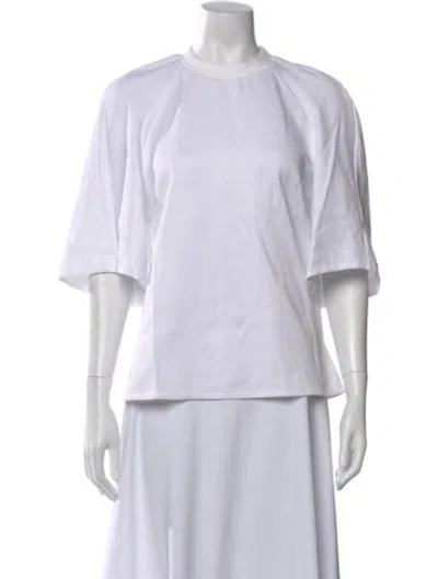 Pre-owned Tibi Crew Neck Short Sleeve Top In White