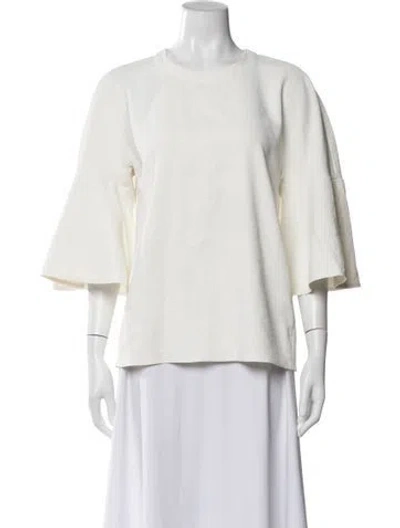 Pre-owned Tibi Crew Neck Short Sleeve Top In White
