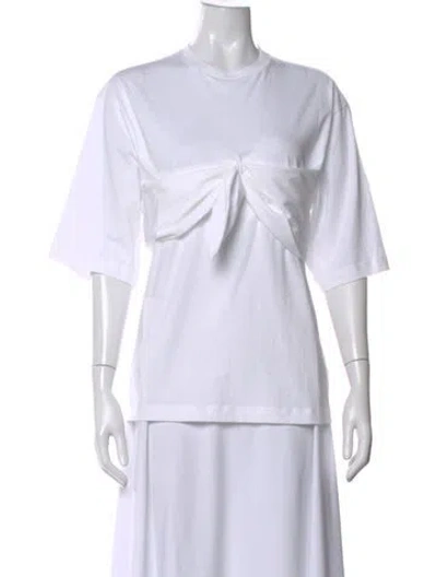 Pre-owned Tibi Crew Neck Short Sleeve Top In White