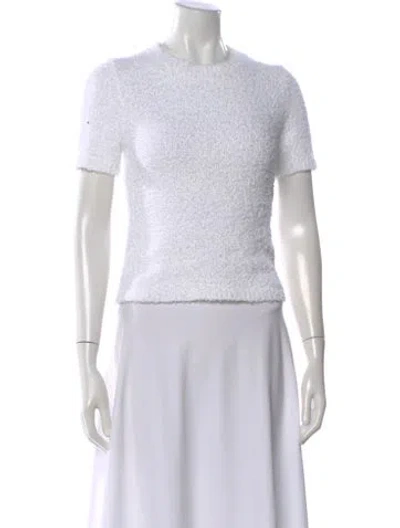 Pre-owned Tibi Crew Neck Short Sleeve Top In White