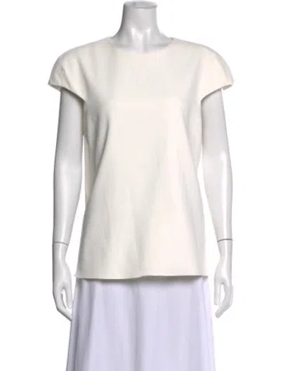 Pre-owned Tibi Crew Neck Short Sleeve Top In White