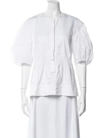 Pre-owned Tibi Crew Neck Short Sleeve Top In White