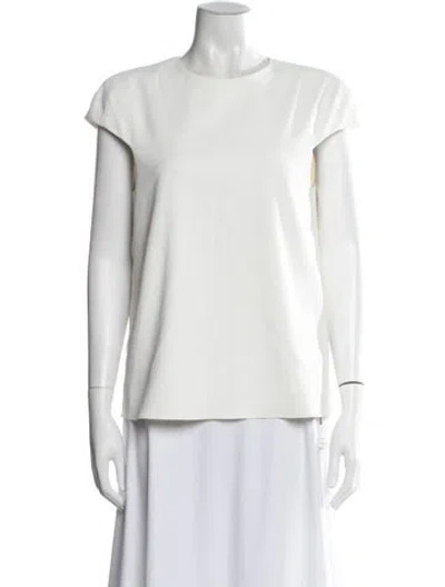 Pre-owned Tibi Crew Neck Short Sleeve Top In White