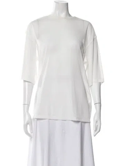 Pre-owned Tibi Crew Neck Short Sleeve Top In White