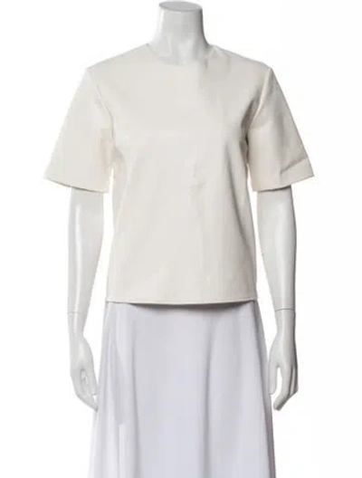Pre-owned Tibi Crew Neck Short Sleeve Top In White