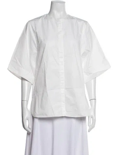 Pre-owned Tibi Crew Neck Short Sleeve Top In White