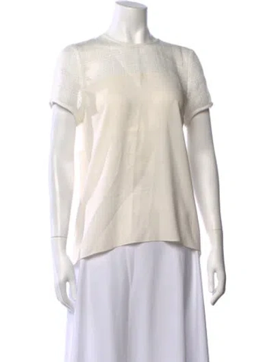 Pre-owned Tibi Crew Neck Short Sleeve Top In White