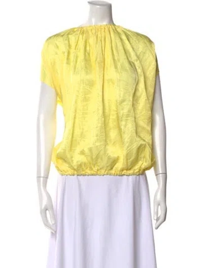 Pre-owned Tibi Crew Neck Short Sleeve Top In Yellow