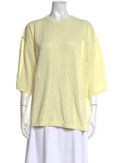 Pre-owned Tibi Crew Neck Short Sleeve Top In Yellow