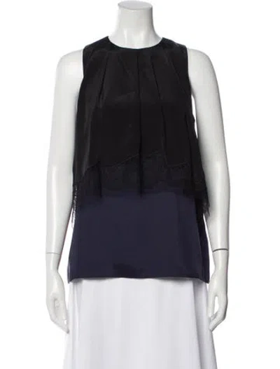 Pre-owned Tibi Crew Neck Sleeveless Blouse In Blue