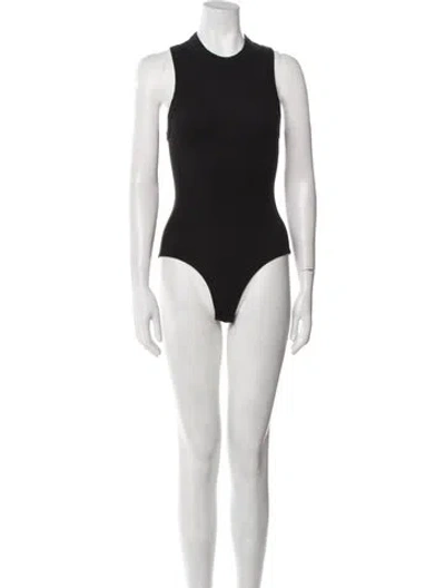 Pre-owned Tibi Crew Neck Sleeveless Bodysuit In Black