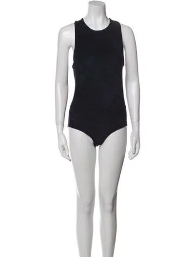 Pre-owned Tibi Crew Neck Sleeveless Bodysuit In Black