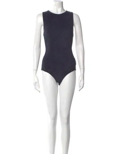 Pre-owned Tibi Crew Neck Sleeveless Bodysuit In Blue