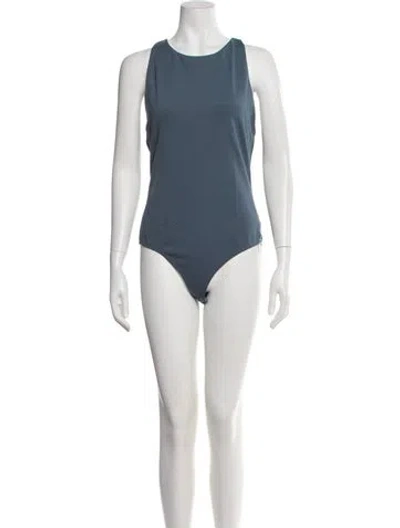 Pre-owned Tibi Crew Neck Sleeveless Bodysuit In Blue