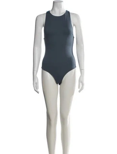 Pre-owned Tibi Crew Neck Sleeveless Bodysuit In Blue