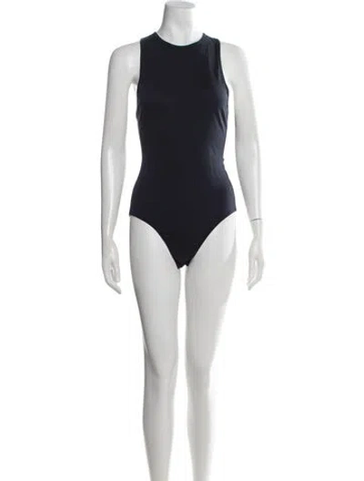 Pre-owned Tibi Crew Neck Sleeveless Bodysuit In Blue
