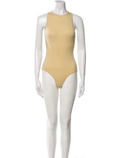 Pre-owned Tibi Crew Neck Sleeveless Bodysuit In Neutral