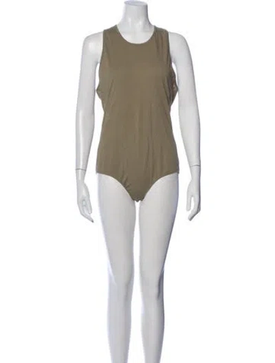 Pre-owned Tibi Crew Neck Sleeveless Bodysuit In Neutrals