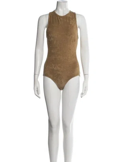 Pre-owned Tibi Crew Neck Sleeveless Bodysuit In Neutrals