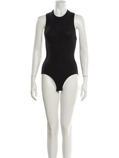 Pre-owned Tibi Crew Neck Sleeveless Bodysuit W/ Tags In Black