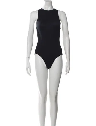 Pre-owned Tibi Crew Neck Sleeveless Bodysuit W/ Tags In Black
