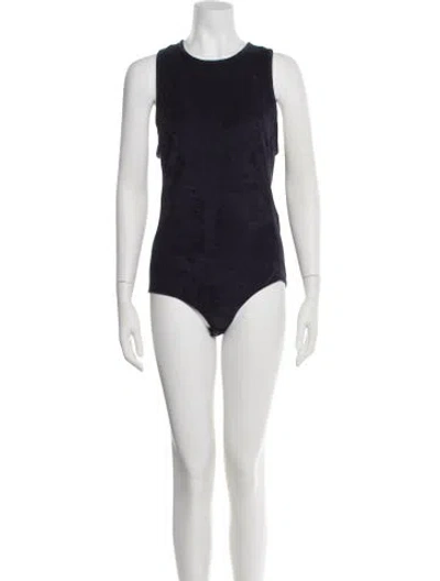 Pre-owned Tibi Crew Neck Sleeveless Bodysuit W/ Tags In Blue