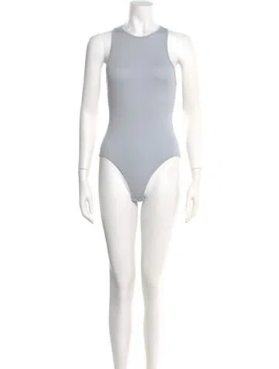 Pre-owned Tibi Crew Neck Sleeveless Bodysuit W/ Tags In Blue