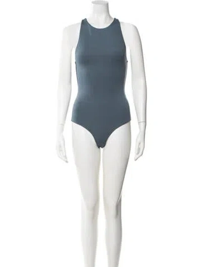 Pre-owned Tibi Crew Neck Sleeveless Bodysuit W/ Tags In Blue