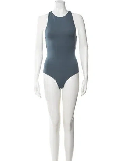 Pre-owned Tibi Crew Neck Sleeveless Bodysuit W/ Tags In Blue