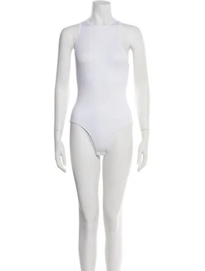 Pre-owned Tibi Crew Neck Sleeveless Bodysuit W/ Tags In White