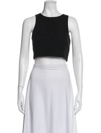 Pre-owned Tibi Crew Neck Sleeveless Crop Top In Black