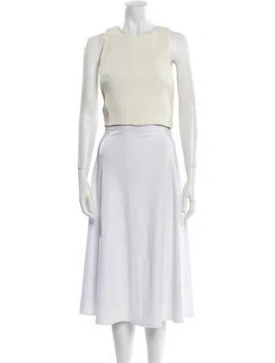 Pre-owned Tibi Crew Neck Sleeveless Crop Top In Neutral
