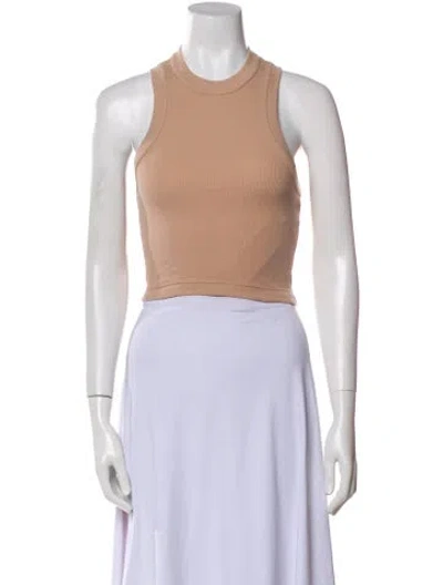 Pre-owned Tibi Crew Neck Sleeveless Crop Top In Neutral