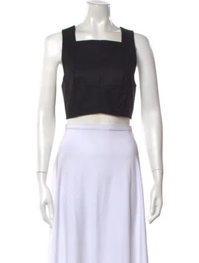 Pre-owned Tibi Crew Neck Sleeveless Crop Top W/ Tags In Black