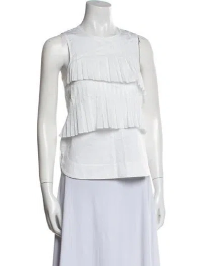 Pre-owned Tibi Crew Neck Sleeveless Crop Top In White