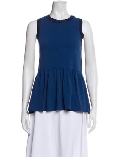 Pre-owned Tibi Crew Neck Sleeveless Top In Blue