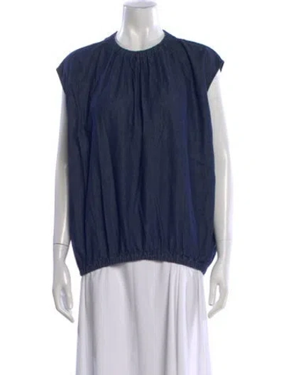 Pre-owned Tibi Crew Neck Sleeveless Top In Blue