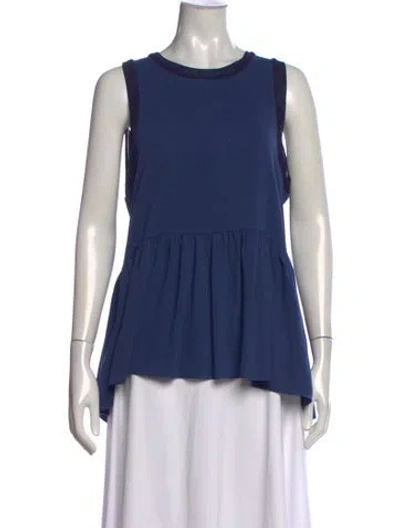Pre-owned Tibi Crew Neck Sleeveless Top In Blue