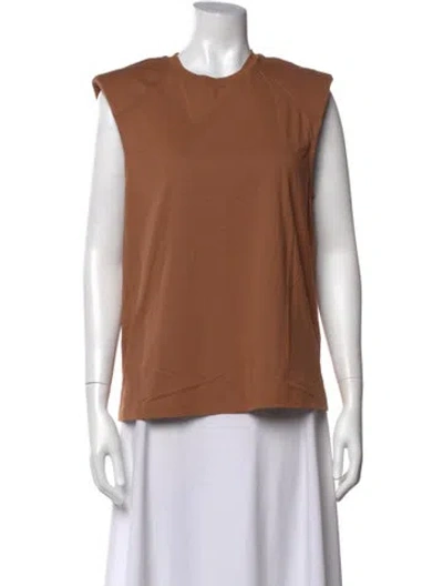 Pre-owned Tibi Crew Neck Sleeveless Top In Brown