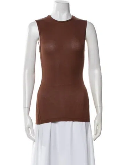 Pre-owned Tibi Crew Neck Sleeveless Top W/ Tags In Brown