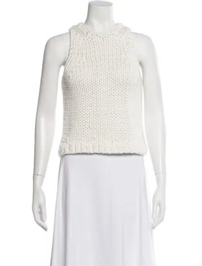 Pre-owned Tibi Crew Neck Sleeveless Top In White