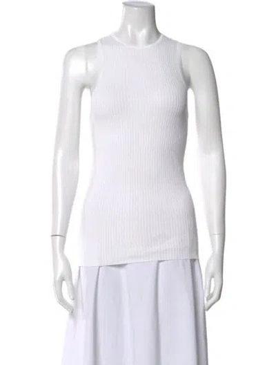 Pre-owned Tibi Crew Neck Sleeveless Top In White