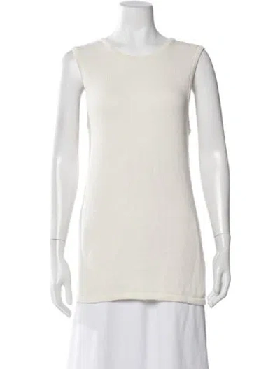 Pre-owned Tibi Crew Neck Sleeveless Top In White
