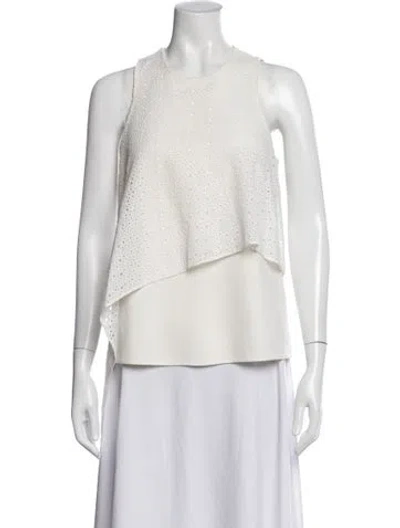 Pre-owned Tibi Crew Neck Sleeveless Top In White