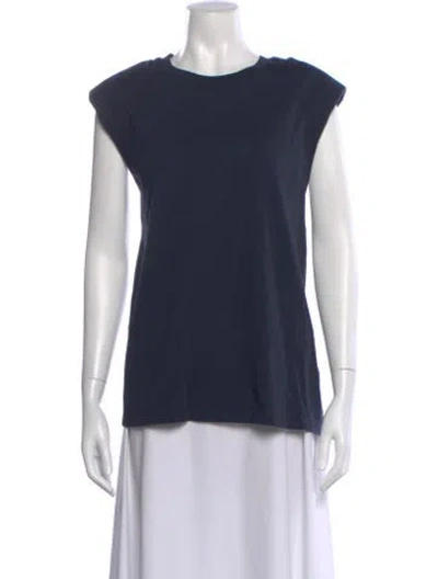 Pre-owned Tibi Crew Neck Sleeveless T-shirt In Blue