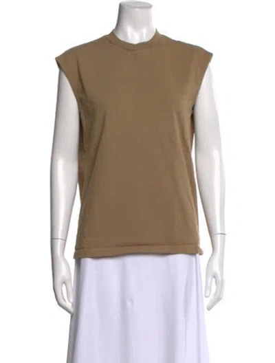 Pre-owned Tibi Crew Neck Sleeveless T-shirt In Brown