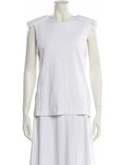 Pre-owned Tibi Crew Neck Sleeveless T-shirt In White