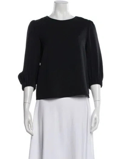 Pre-owned Tibi Crew Neck Three-quarter Sleeve Blouse In Black
