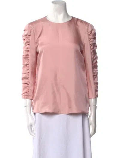 Pre-owned Tibi Crew Neck Three-quarter Sleeve Blouse In Pink